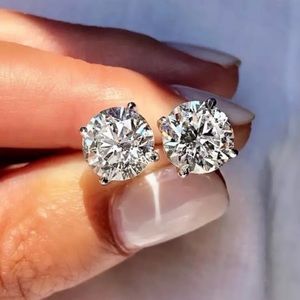NEW 2 CARAT DIAMOND SILVER STUD EARRINGS BRAND NEW NEVER WORN